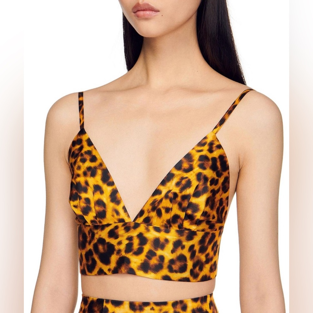 NWT Sandro Cannes Leopard Bralette Top – Chic Parisian Style